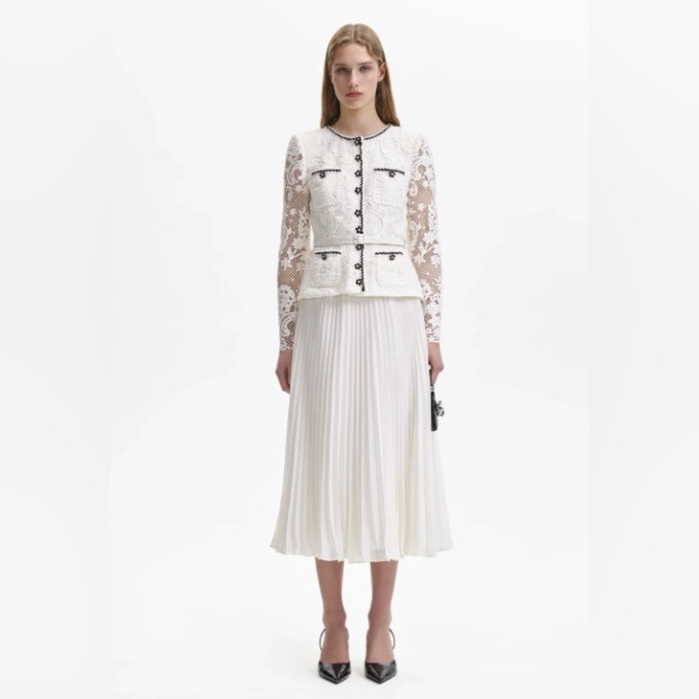 Self Portrait Lace Chiffon MidiDress